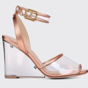 VERONICA BEARD CYNDI 2 WEDGE SANDAL IN CANTALOUPE